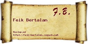 Feik Bertalan névjegykártya